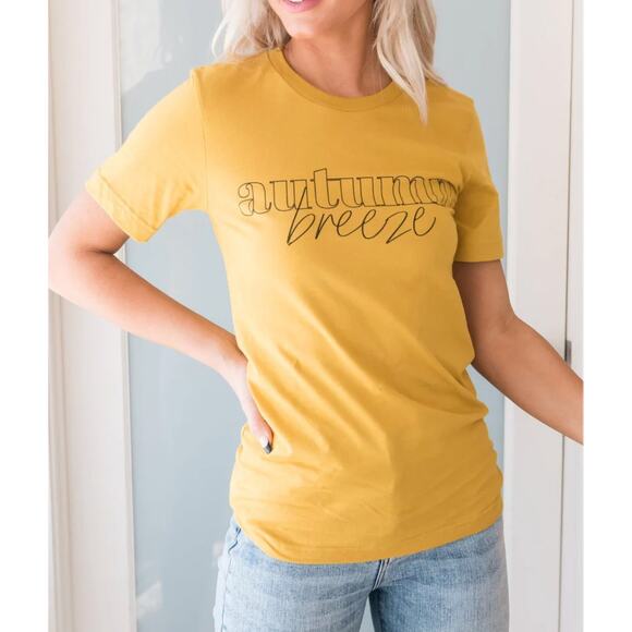 Bella Canvas Autumn Breeze Graphic Tee in Mustard Color - Picture 1 of 3
